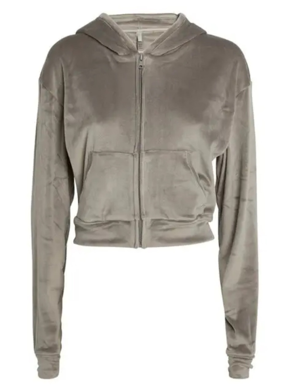 SKIMS Velour Cropped Hooded Zip-Up Jacket Hoodie L